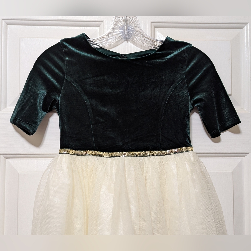 SZ Med (7/8) Girls Lilt Emerald Green Velour Bodice Tulee Reindeer Dress - Picture 3 of 13